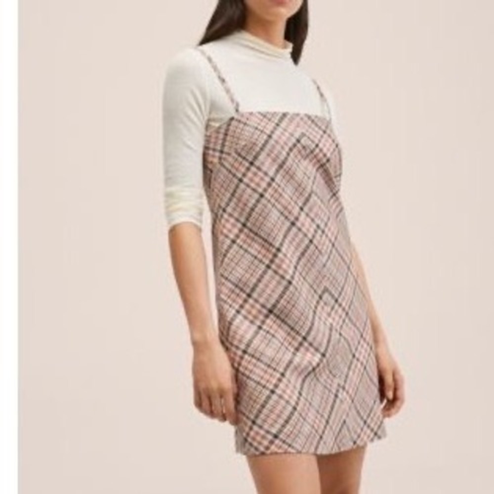 MNG Mango Plaid Mini Dress Spaghetti Strap Y2K Grunge Academia Size 4 Small